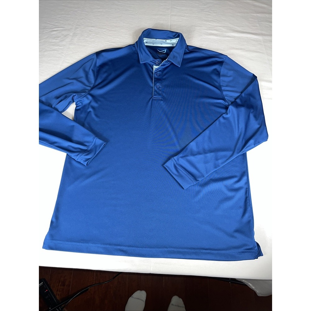 TGW Golf Warehouse Mens Long Sleeve Blue Polo Shirt Size Large